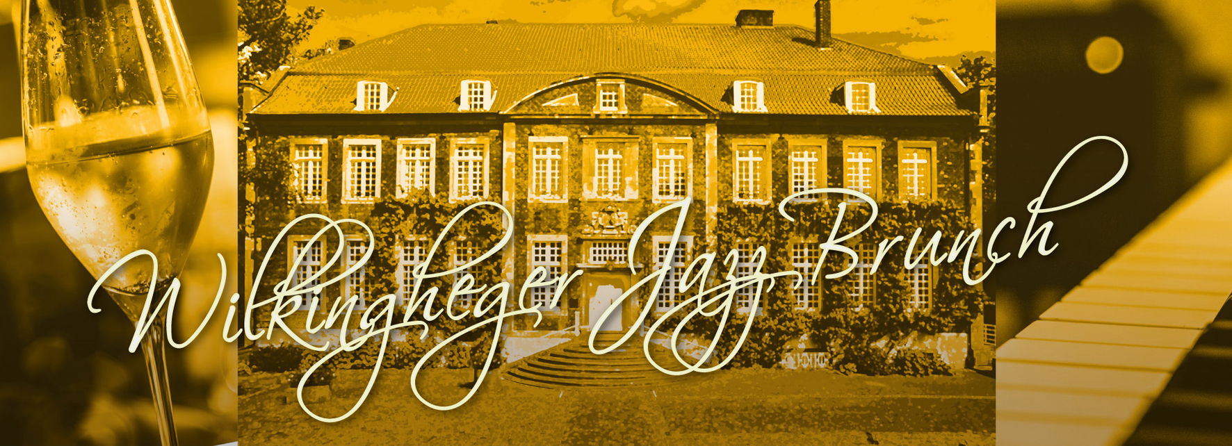 Selbstersteller Seitenheader, gelblich mit dem Text Wilkingheger Jazz Brunch